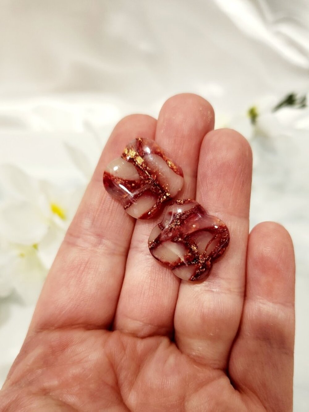 Handmade Translucent Marble Polymer Clay/Resin Statement Stud Earrings